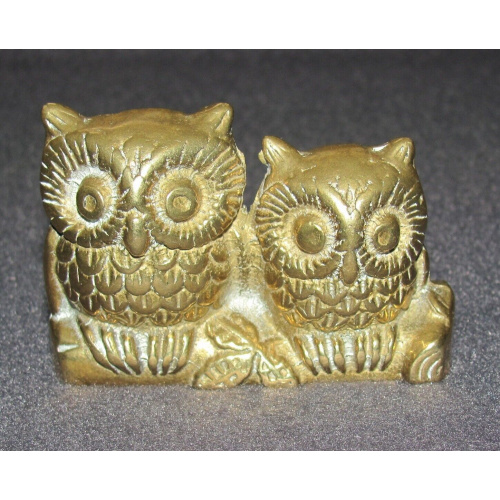 Briefbeschwerer -Eulen- Messing Originalzustand